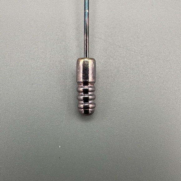 Vintage Sterling Silver Stick Pin Black Stone CZ Starburst - Picture 4 of 5